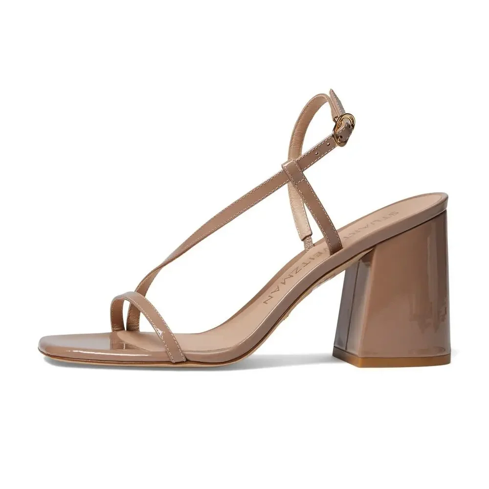 STUART WEITZMAN SOIREE 85 BLOCK SANDAL FAWN 7.5 B